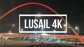 Lusail 4K Qatar Street Night Driving  Food Arena Marina District Lusail Stadium [upl. by Letsirc]