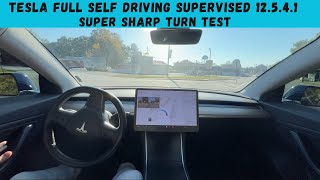 Tesla Full Self Driving Supervised 12541 Super Sharp Turn Test [upl. by Zampino57]