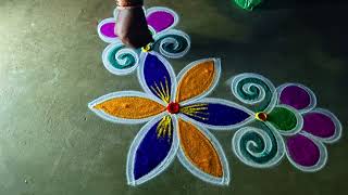 Diwali 2024🌻lotus festival flowers kolam 32🌻diwali diya traditional pandaga muggulu design [upl. by Teerprug414]