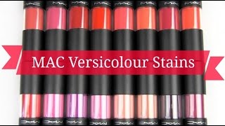 MAC Versicolour Stains Lip Swatches amp Review [upl. by Gombach]