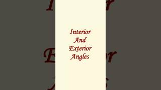 The interior and exterior of an angle [upl. by Fillander]