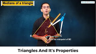 The Triangle and its Properties  Medians of Triangle  Class 7 Mathematics  Ncert Math [upl. by Chickie]