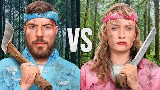 Men Vs Women Survive The Wilderness For 500000 MrBeast [upl. by Oelak]