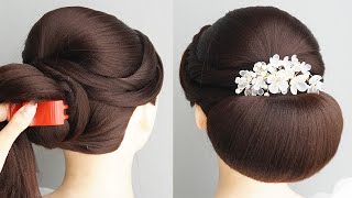 Advance Bridal Hairstyle Step By Step  Elegant Bun Hairstyles For Wedding [upl. by Nnylahs]