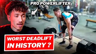 Pro Powerlifter Reacts to the WORST Deadlifts in HISTORY how to fix them [upl. by Monroy]