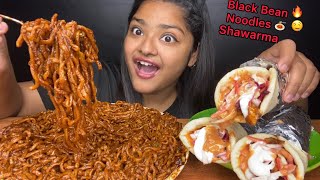 SPICY BLACK BEAN NOODLES 🔥 AND YUMMY CHICKEN SHAWARMA 🌯 BIG BITES MUKBANG  FOOD EATING VIDEOS [upl. by Tloh917]