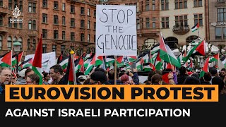 Thousands in Sweden protest Israel participating in Eurovision song contest  AJ Shorts [upl. by Ahsemrak]