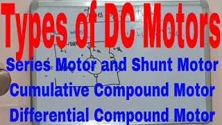 Types of dc motorsSeries Motor and Shunt Motorcumulative compound motorDifferential Compound Moto [upl. by Pacien539]