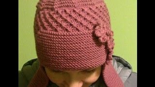 Вязаная шапкаушанка Мастеркласс Knitted hat Tutorial [upl. by Idaline]