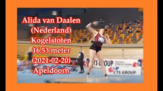 Alida van Daalen Nederland Kogelstoten 1653 meter 20210220 bij het NK indoor Apeldoorn [upl. by Jolene]