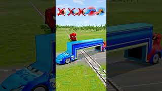 Big and Small McQueen Cars VS Train Lightning Attacks Here  BeamNGdrive  BeamNGdrive [upl. by Irtemed]