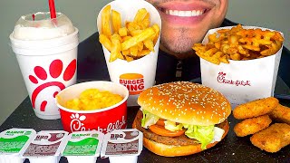 ASMR Burger King vs ChickFilA Mukbang Chicken Nuggets Mac N Cheese Whopper Fries No Talking Eat [upl. by Ttenna]