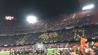 Valencia CF  Real Betis Mestalla recibe a los equipos cantando el Himno de la Comunidad Valenciana [upl. by Chee]