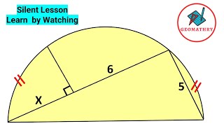 Find the Missing Length in the Semicircle  Silent Lesson Learn by Watching [upl. by Luht]