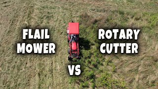 Mowing an overgrown field Flail Mower vs Rotary Cutter  Kubota B2601  MCG Video 225 [upl. by Siulesoj]