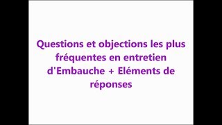 Entretien dembauche questions et réponses [upl. by Onaicnop502]