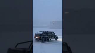 6x6 Mercedes drift First snow exhaust automobile winter fyp [upl. by Chiou]