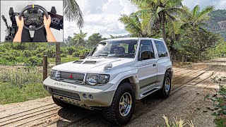 Mitsubishi Montero Evolution OFFROAD  Forza Horizon 5  Steering Wheel Gameplay [upl. by Lilak]