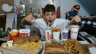 FIVE GUYS VS BURGER KING VS MCDONALD’S MUKBANG😱ULTIMATE FASTFOOD CHALLENGELAST VIDEO OF 2019😢 [upl. by Aihtnis205]