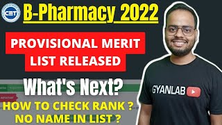 BPharmacy 2022  Provisional Merit List Released  Whats NEXT  Gyanlab  Ajay Patel [upl. by Derraj]