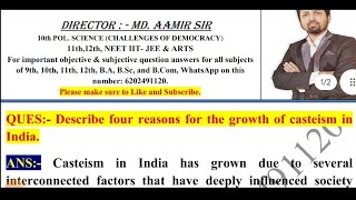 Describe four reasons for the growth of casteism in India [upl. by Oderfliw194]