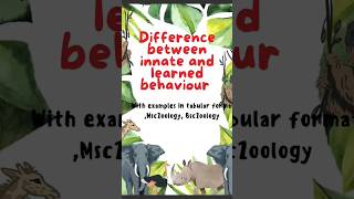 Difference between innate and learned behaviour trending shorts  viral shorts bsczoology msc [upl. by Boniface]