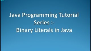 Binary Literals in Java [upl. by Adnilev560]