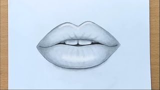 How to draw Lips by pencil step by step [upl. by Kcirddor]