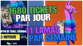 FARMER JUSQUÀ 1680 TICKETS 1 LAMA PAR JOUR ET 11 PAR SEMAINE FORTNITE SAUVER LE MONDE [upl. by Lochner293]