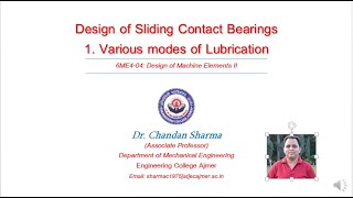 DME  II Various modes of lubrication in Sliding Contact Bearings [upl. by Eel955]