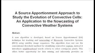 A Source Apportionment Approach to Study the Evolution of Convective Cells An Application to the Now [upl. by Eiramyelhsa884]