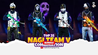 TOP 25 BEST DRESS COMBINATION WITH NAGI TEAM V BUNDLE  NEW BLUELOCK BUNDLE COMBINATION  freefire [upl. by Notlrak]