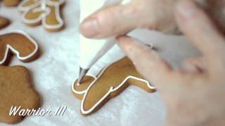 Gingerbread Yoga Cookies  Piping Tutorial [upl. by Nere]