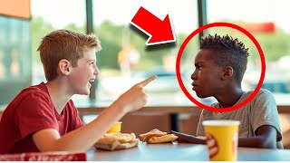 Un garçon blanc raciste humilie un garçon noir chez McDonalds puis il regrette instantanément [upl. by Odlanra]