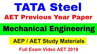 Tata Steel AET Previous Years  TATA STEEL AET Mechanical Question Paper  Tata Steel AEP 2022 [upl. by Bird]