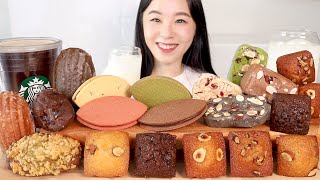 ASMR Bread Desserts Mukbang 휘낭시에 빵 먹방 🍞 마들렌 쿠키 누가 디저트 케이크 Financier Cake Cookie roti パン デザート [upl. by Tips]