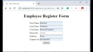 Registration Form using JSP  Servlet  JDBC  MySQL Database Example RameshFadatare [upl. by Hett]