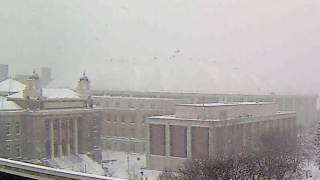 Timelapse of workers clearing snow from Carrier Dome roof in Syracuse [upl. by Pierre]