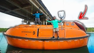 Camping In My 64 Person Enclosed LIFEBOAT Under A Bridge [upl. by Alfred310]