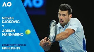 Novak Djokovic v Adrian Mannarino Highlights  Australian Open 2024 Fourth Round [upl. by Piwowar]