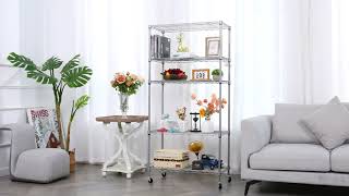 How to Install Homdox 5 Tier Heavy Duty Wire Metal Storage Shelves with Wheels？ [upl. by Kendra]