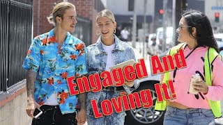 EXCLUSIVE  Justin Bieber And Hailey Baldwin Give The Sweetest Interview To Fans On The Street [upl. by Alric848]