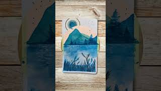 Stylized Watercolor Abstract Mountain Landscape  shorts watercolorpainting arttechnique [upl. by Latsyrhk73]