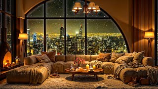 Winter Night Tranquility in Chicago ❄ Cozy Apartment with Ethereal Jazz Saxophone Music for Sleeping [upl. by Hakim]