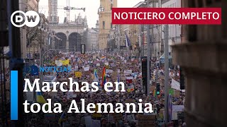 DW Noticias del 21 de enero Cientos de miles se manifiestan contra AfD Noticiero completo [upl. by Nailil]