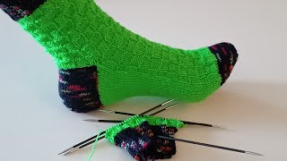 Socken mit einfachem Waffelmuster stricken ideal für Anfänger ❤️ Sockenmuster 7 [upl. by Ardena516]