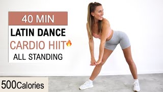 40 MIN Latin Dance Cardio HIIT  Fat Burning Workout  Fun Sweaty Motivating No Repeat [upl. by Ysdnyl]