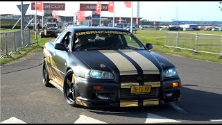 JDM Cars leaving Japfest 2023 GTR R34 S12 Chaser Pandem R32 RX7 NSX 240Z Supra MK4 Civics [upl. by Florio]