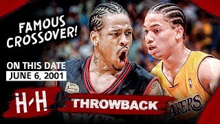 Allen Iverson LEGENDARY Game 1 Highlights vs Lakers 2001 Finals  48 Pts Crossover On Tyronn Lue [upl. by Tyra]