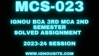 IGNOU MCS023 solved assignment 202324 Download  BCA 3rd semester solved assignments [upl. by Cibis]